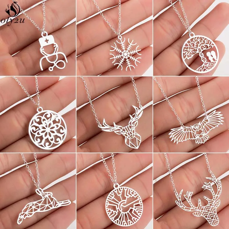 Oly2u минималистичное ювелирное ожерелье с милым оленем Кроликом стетоскопом