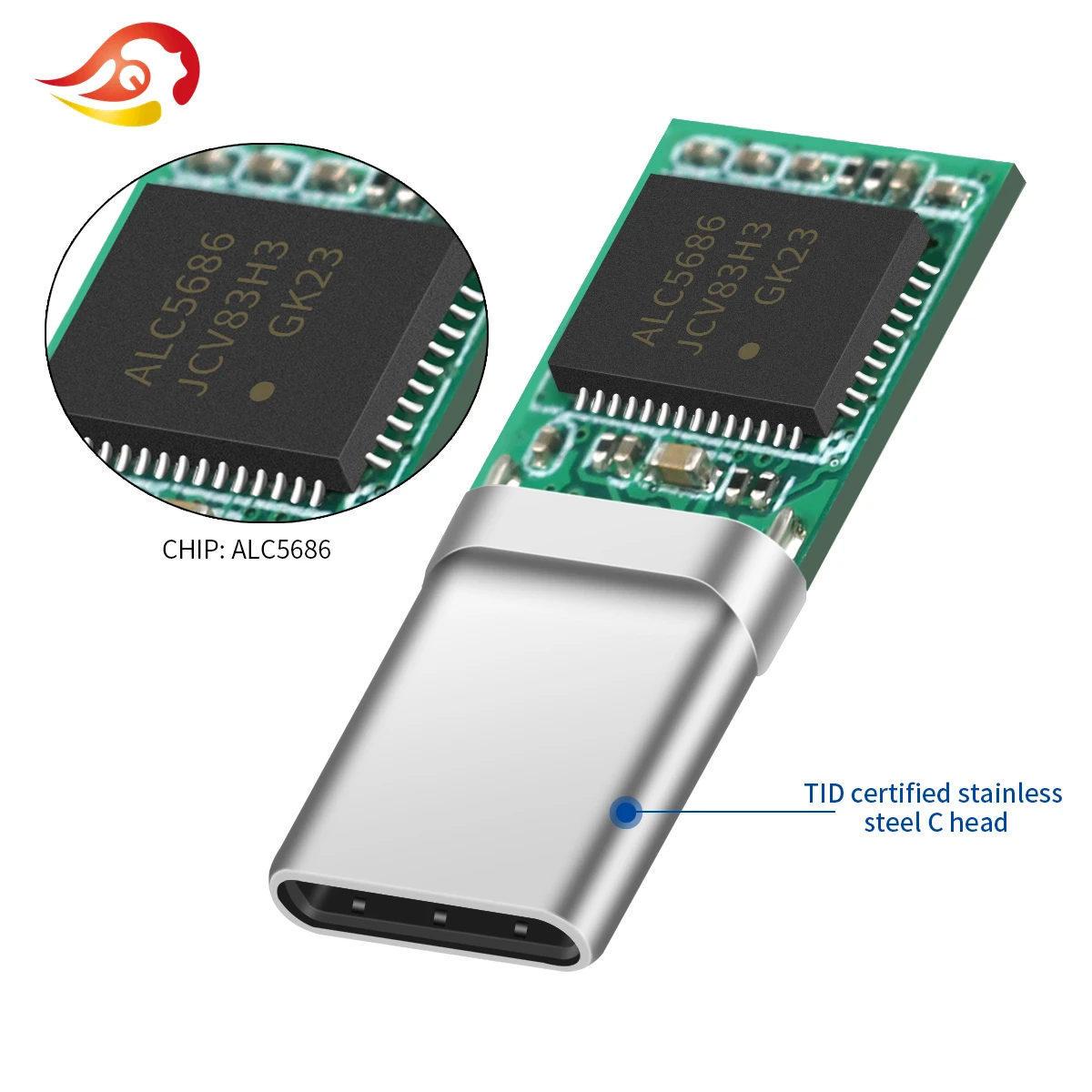 Фото QYFANG 32BIT 384 кГц Type-C штекер монокристаллический вибрирующий чип-модуль ALC5686 разъем для быстрой зарядки мобильного телефона DIY адаптер №3
