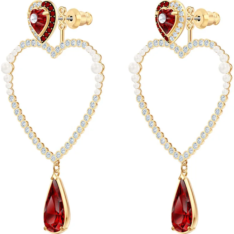 

2020 New Fashion Charm Sterling Silver Original 1:1 Copy, Red Love Romantic Fashion Stud Earrings Women Luxury Jewelry Gifts