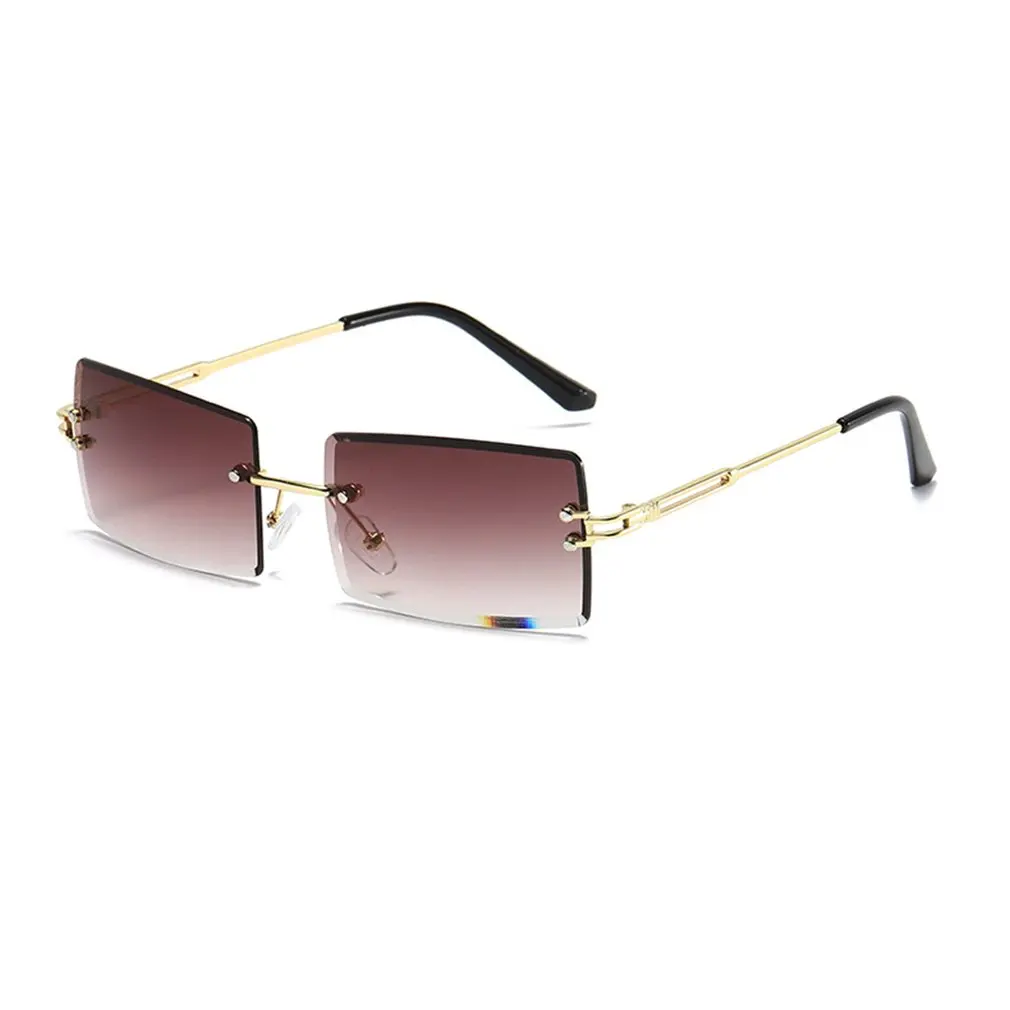 

New Sale 2021 Fashion Popular Rimless Rectangle Sunglasses Women Men Shades Alloy Glasses