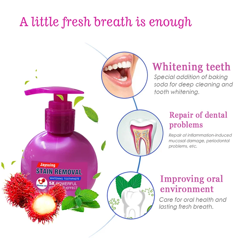 Пищевая Сода фруктовый аромат отбеливающая зубная паста с ручным прижимом