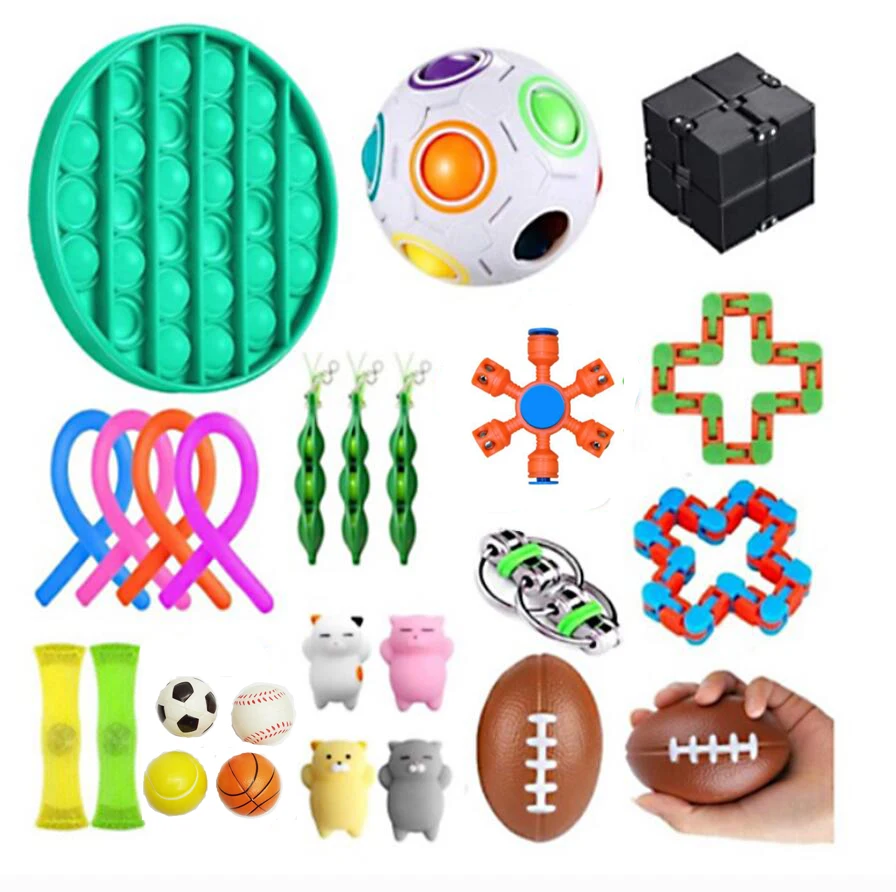 

Anti Stress Fidget Toys Finger Figet Spiner Popit Pop It Stretchy Rings Peapod Squeeze Animals Antistress Toy Pack