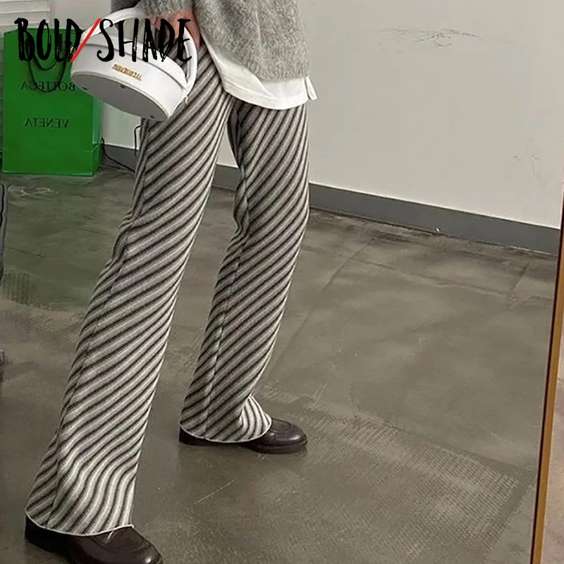 

Bold Shade Striped Split Skinny Women Pants 2000s Vintage Grunge Fashion Trousers Indie Urban Style Y2K Casual Straight Pants