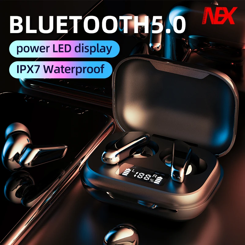 

Mini Bluetooth 5.0 wireless Headphone 9D stereo stereo sports ipx7 waterproof noise reduction music headset with microphone.