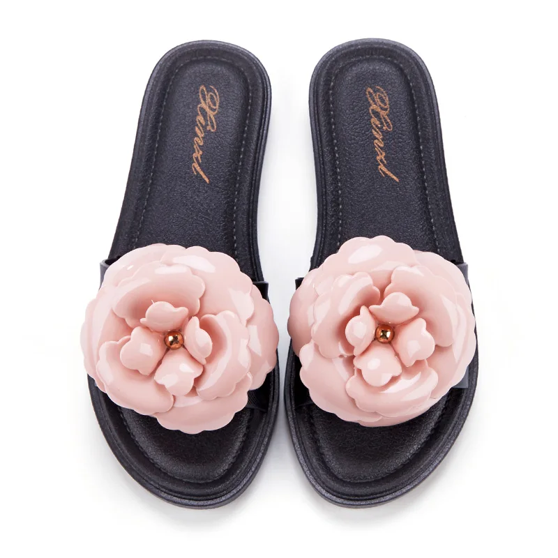 

Женские летние тапочки с цветами, удобные пляжные тапочки с плоской подошвой, водонепроницаемые Нескользящие, 2019