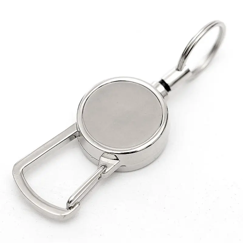 

Retractable Key Ring ID Metal Lanyard Name Tag Card Holder Recoil Reel Belt Clip