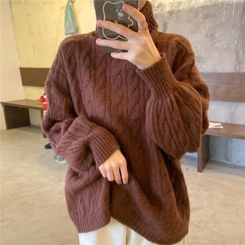 Женский Повседневный свитер Woherb толстый вязаный пуловер свободного кроя с