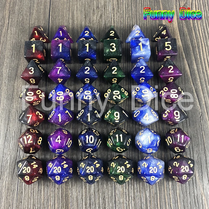 Новинка Блестящий креативный Вселенная Галактика кости 7 шт многогранная игра