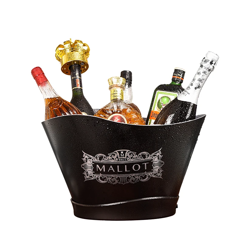

2021 hotel beer beverage bottle service bucket large 12L acrylic plastic led champagne wine ice bucket party night club