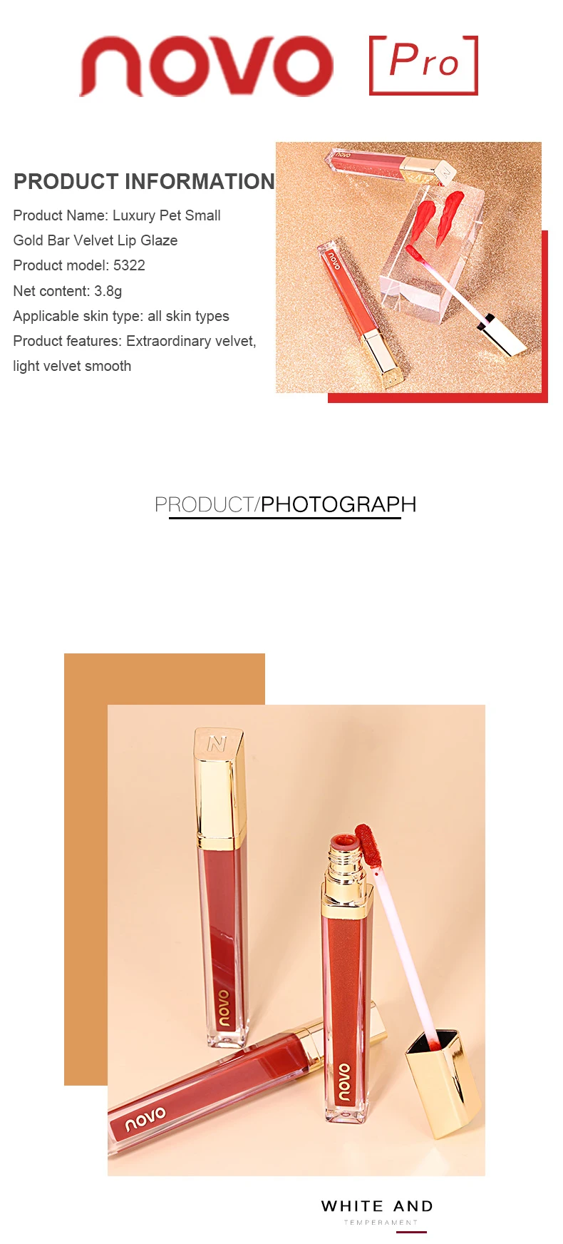 

6 Colors Gold Sexy Velvet Lip Gloss Glaze Lasting Waterproof Non Stick Cup Not Easy To Fade Lipsticks Makeup Cosmetics 5322