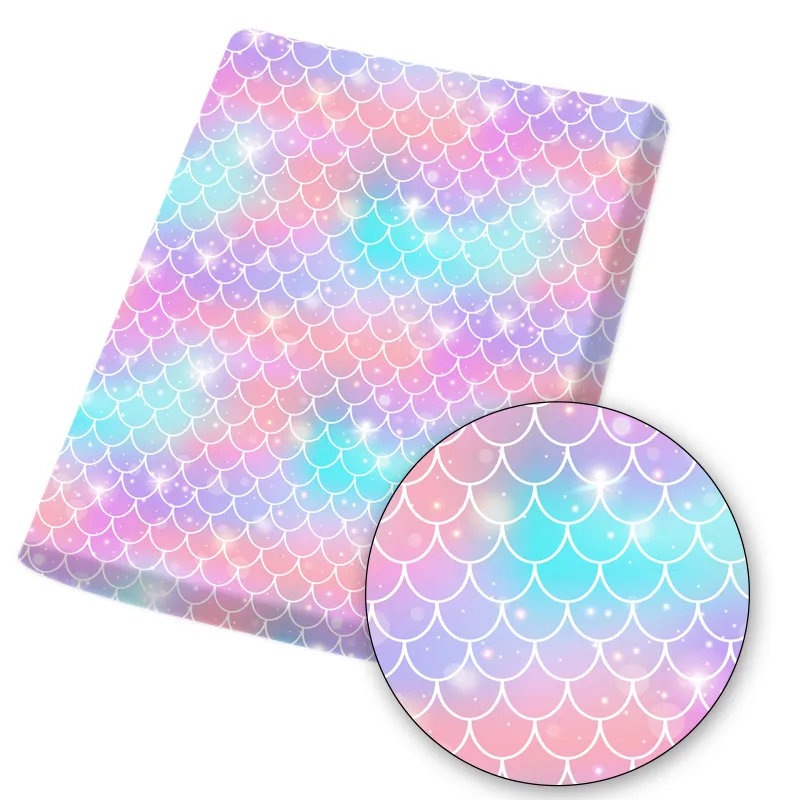 Полиэфир хлопчатобумажной ткани в виде рыбьей чешуи Полотно с картинкой сделай