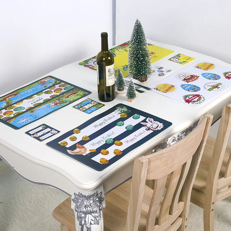 Пасхальные коврики и подставки для чашек 12 шт./компл. из ПВХ с рисунком яиц