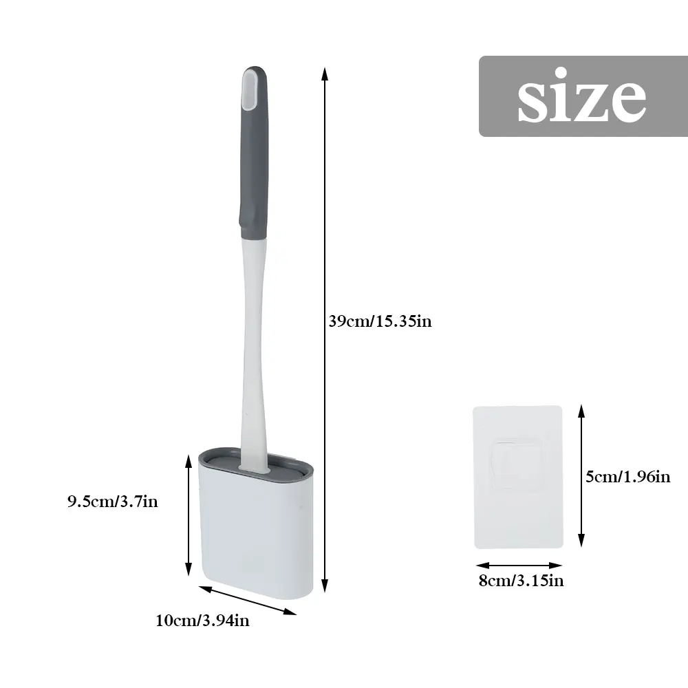 

Toilet Brush Home Lengthened Handle Bathroom Cleaning Brush Wall Hanging Washable Quick Drying Toilet Cleaning TPR Head WC Brush
