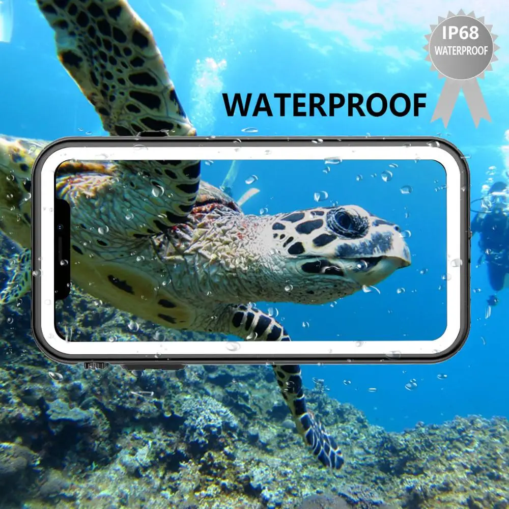 

SHELLBOX IP68 Waterproof Case For iPhone XR X XS Max Water Proof Cover Diving Out Sports 360 Protect Case for iPhone XS Max