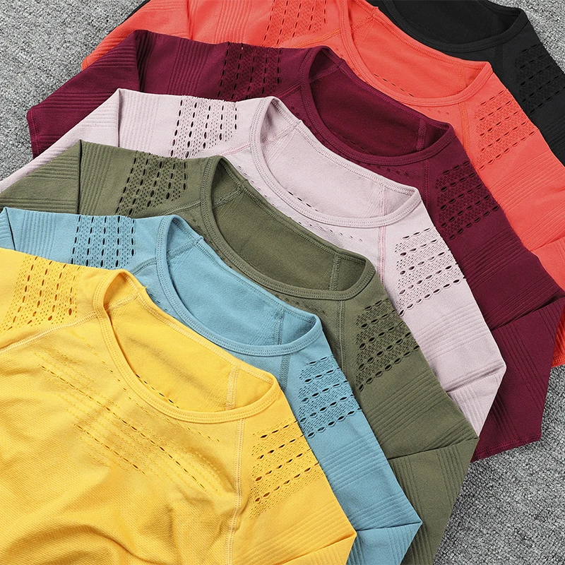 

Women Seamless Yoga Set Sports Suits Workout Sets Gym Clothes Push Up Leggings Long Sleeve Crop Tops Running Fitness Clothing