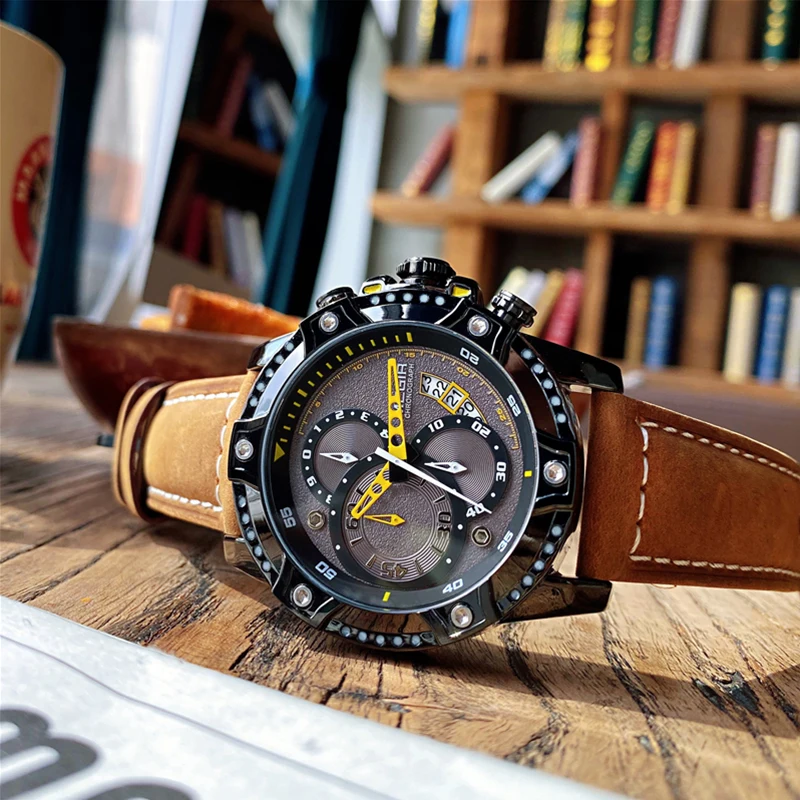 MEGIR спортивные часы для мужчин Топ бренд класса люкс Хронограф Кварцевые