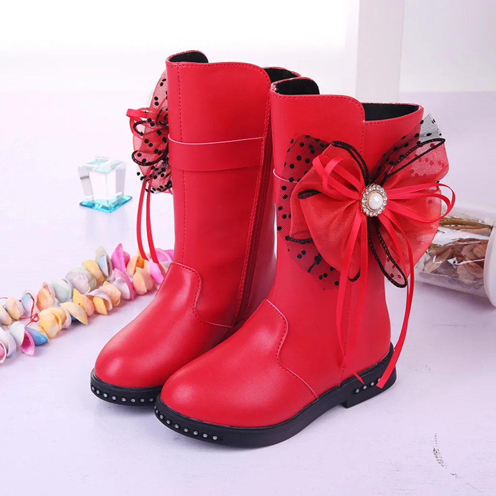 Toddler Infant Kids Baby Princess Butterfly Knot Shoes Fashion Leather Boots Children's shoes boots New Brand | Детская одежда и