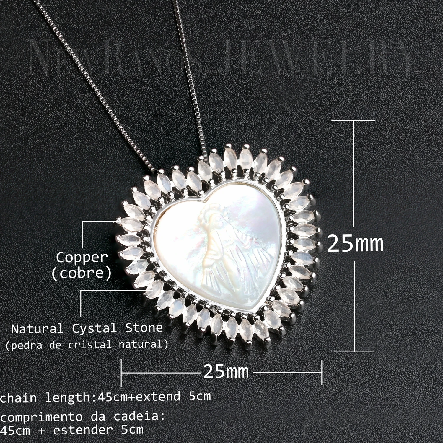 Newranos ожерелье Девы Марии в форме сердца жемчуг морской ракушки резной кулон Femme