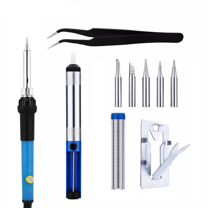 

Adjustable Temperature Soldering Iron Kit 60W EU Plug 220V Rework Welding Desoldering Pump Solder Wire