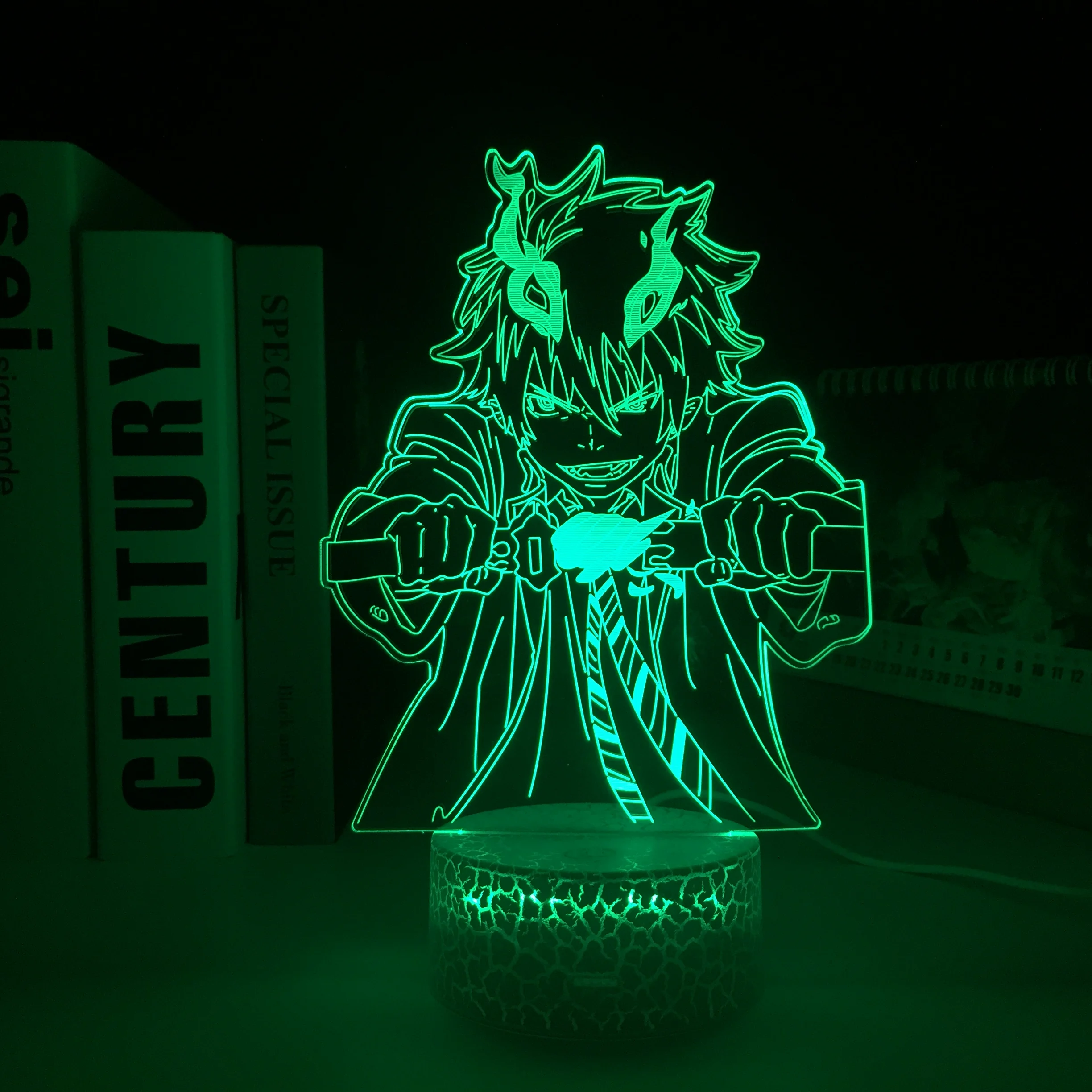 

3D светодиодный светильник синего цвета с изображением экзорциста Рина, белый ночник для спальни, Декор, детский подарок на день рождения, ко...