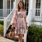 Платье-трапеция летнее, с пышными рукавами и цветочным принтом, 2021