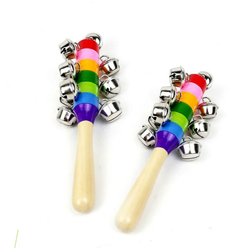 

Colorful wooden bell Toys instruments Baby Rattles 10 percussion string of bells For Kids Gift 2020 musical toys for children