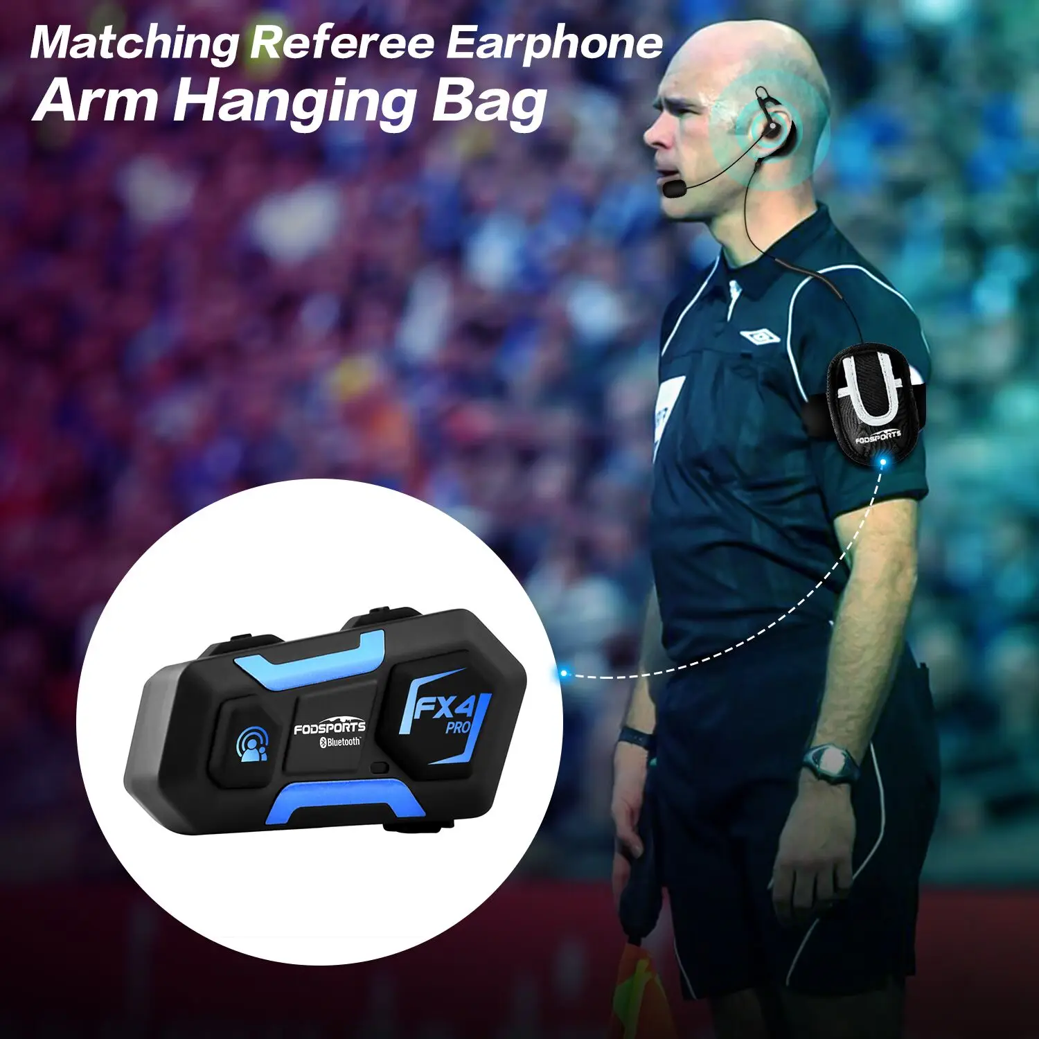 Fodsports FX4 Pro Football Referee Intercom Headset 1200M Wireless BT Interphone Bluetooth 5.0 костюм для футбольного судьи