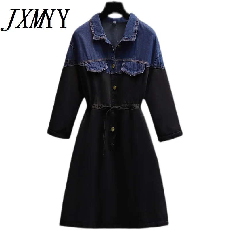 Женское свободное джинсовое платье с вышивкой осень 2021 | Женская одежда