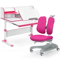 Honeyjoy Adjustable Kids Study Desk Drafting Table Chair Set w/ Bookshelf Pink JV10035PI++JV10036PI