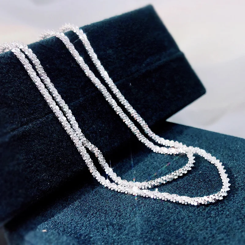 

S925 Sterling Silver Sparkling Shining Clavicular Chain Necklace For Women Men Hip Hop Party Fine Jewelry Dropship