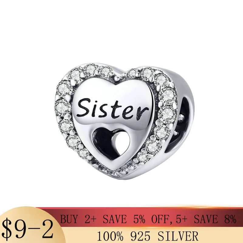 

Authentic 2021 Summer Family Sister Friendship Love Charms Heart Bead Fit Original Pandora Silver 925 Bracelet Women Jewelry