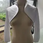 Официальная Свадебная атласная Свадебная куртка-болеро цвета слоновой кости хорошего качества на заказ оптовая продажа свадебное пальто с длинным рукавом