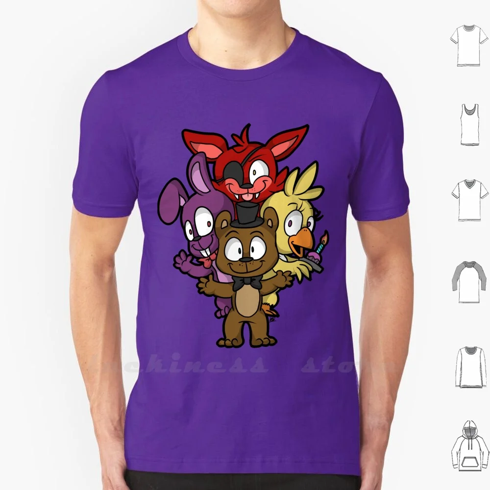 Футболка хлопковая с принтом «пять ночей у Чиби», Классная рубашка с принтом Five Nights At Fnaf 5naf Chibi, большой размер 6xl