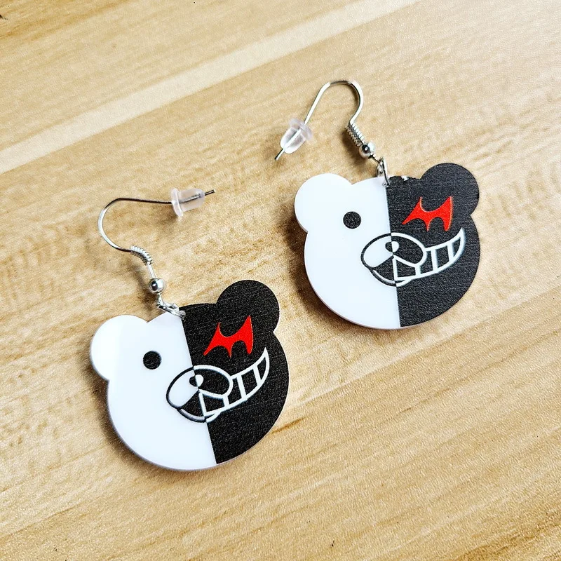 

Acrylic Black White Bear Earrings Ear Clip Girl Sweet Earrings