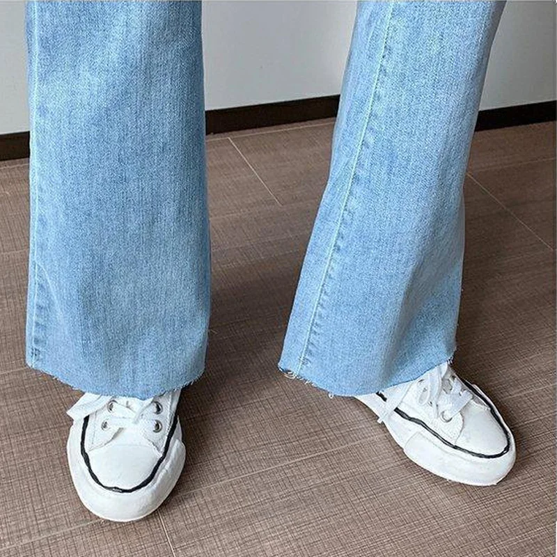 

Jeans Women Spring Summer Denim Trousers Flares Retro High Waist Elastic Chic Vintage Streetwear Casual All-match Korean Style