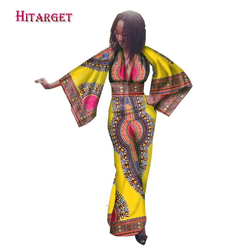 Женские платья в африканском стиле с рукавами-колокольчиками модель WY1579 на осень