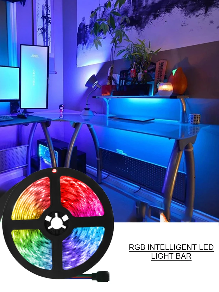 

LED Strip Lights Set RGB 5050 App Controlled With 24 Keys Remote LED Light For Bedroom Party Decoration