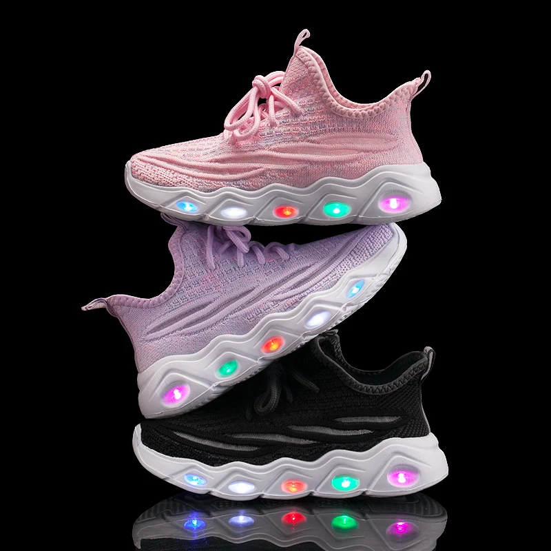 

2021 Summer New Flying Woven Sports Shoes Coconut Shoes Flashing Shoes Lighting Shoes Luminous Shoes Kids Sock Sneakers