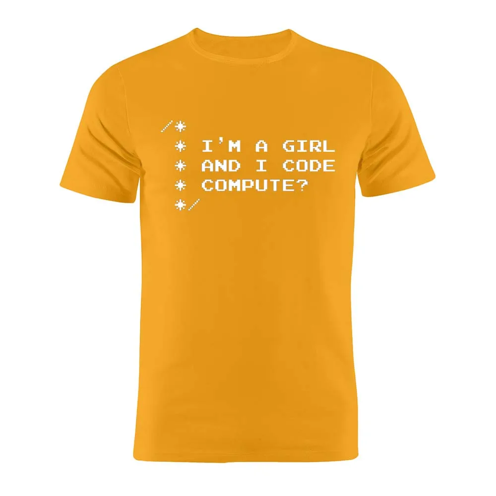 100% хлопок унисекс футболка I Am A Girl and Code программатор кодер испанский Забавный