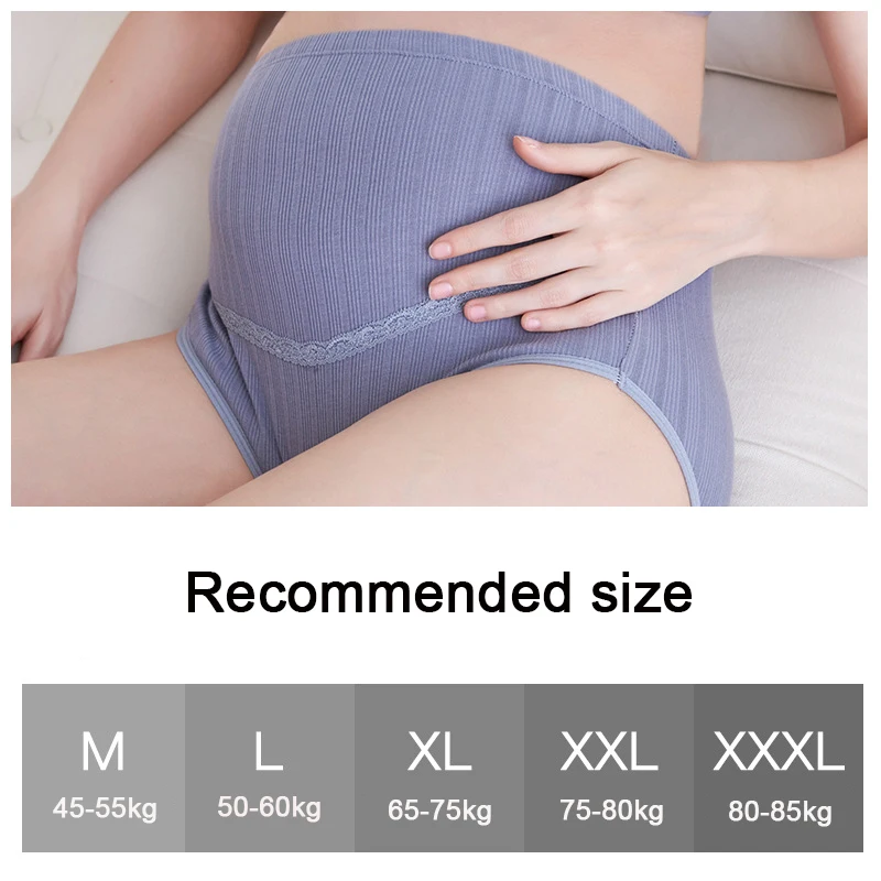 Bragas de maternidad de algod&oacute;n para mujeres embarazadas, ropa interior de vientre ajustable de cintura alta, de talla grande-5