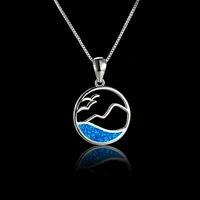 2021 fashion round hollow wave pendant necklace for women girl fashion blue opal necklace trendy wedding party jewelry gifts