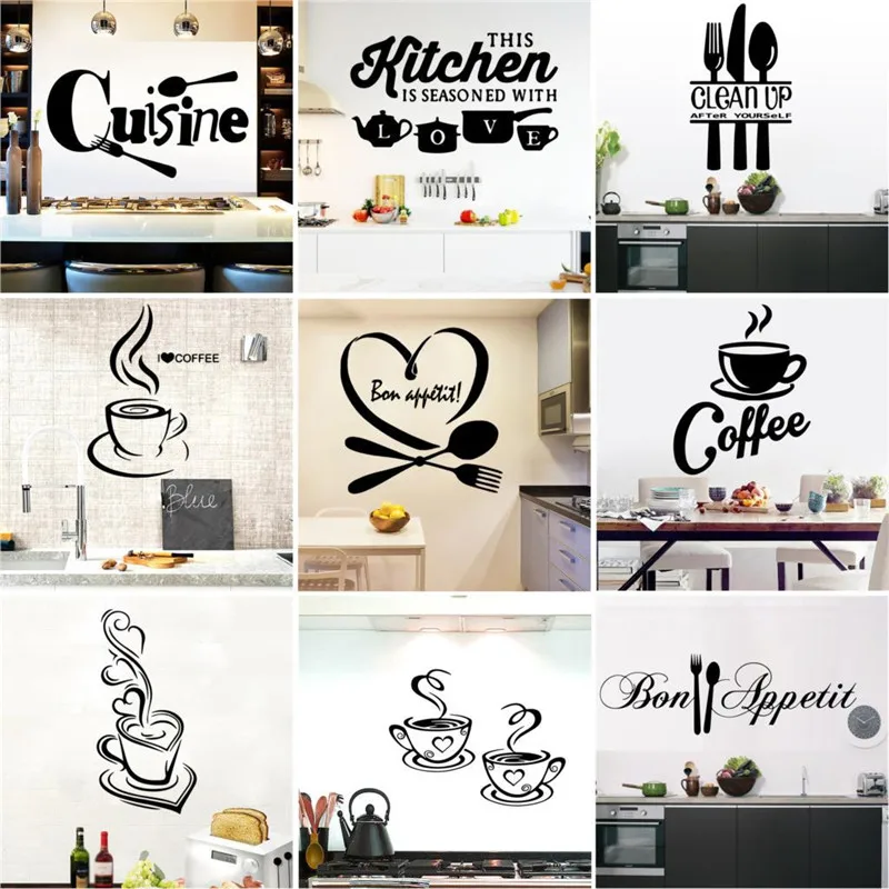 

24 Styles Kitchen Wall Sticker Home Decor Decals Vinyl Stickers for House Decoration Accessories Mural Wallpaper Poster