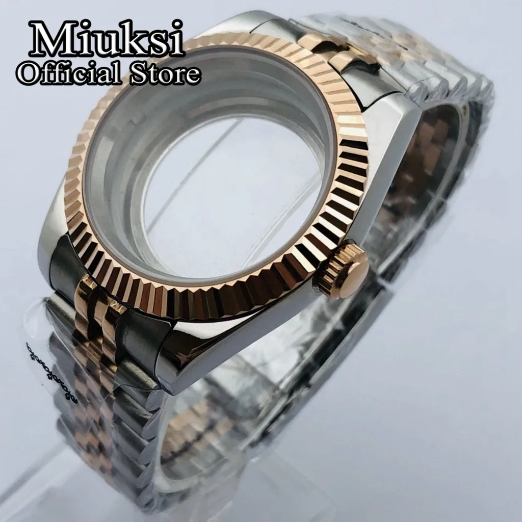 Miuksi 36mm/40mm silver rose gold watch case sapphire glass fit NH35 NH36 ETA2824 2836 Miyota8215 DG2813 3804 PT5000 movement