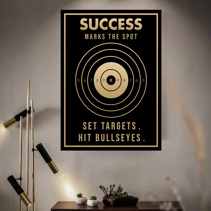 

Motivational Inspiring Quotes Wall Art Canvas Painting Posters And Prints Black Gold Letter Words Pictures For Living Room Decor