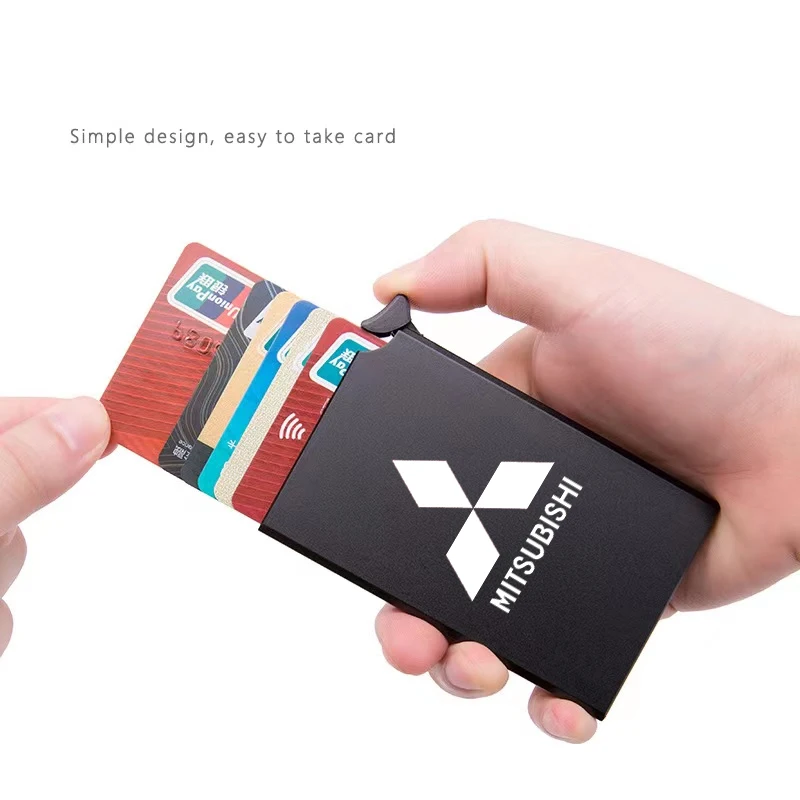 

For MITSUBISHI Car Anti-theft ID Credit Card Holder Porte Carte Thin Aluminium Metal Wallets Women Men Credit Card Box