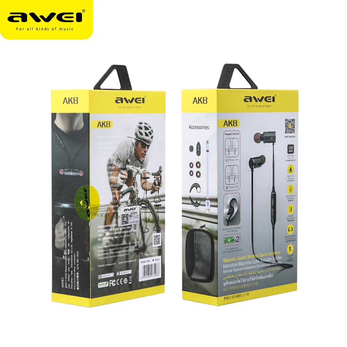 

Awei AK8 wired Bluetooth Sport Headset Noise Cancelling Type-C Earbud Gamer TWS Wireless HiFi Earphone With Mic