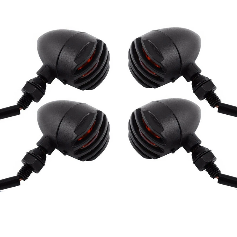 

4X Black Motorcycle Turn Signal Lights Mini Blinker Amber Indicator Light