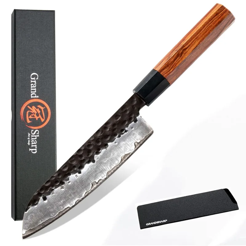 Santoku нож 7 дюймов ручной работы кухонные ножи японские 3-слойные AUS10