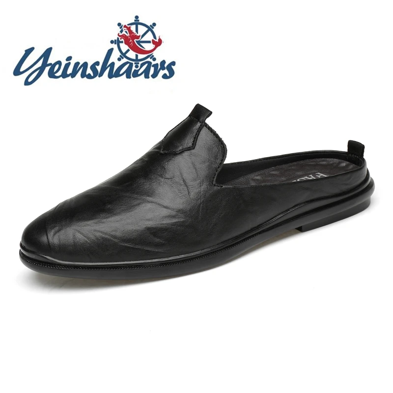 Новинка Мужские тапочки из натуральной кожи Дышащая мужская обувь Роскошные