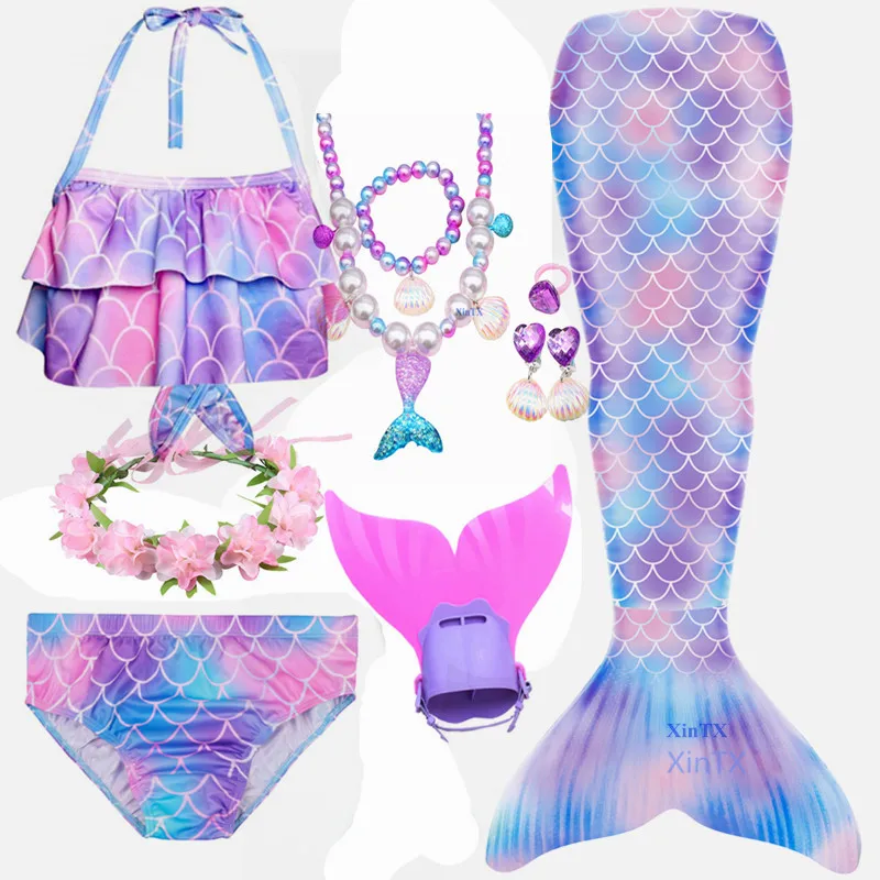 Новинка 2023 детский купальник с хвостом русалки для девочек купальник-бикини